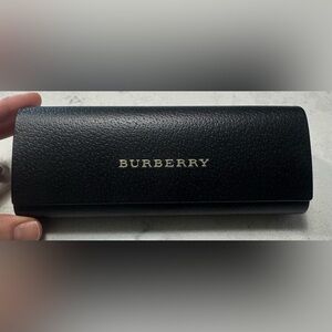 Burberry Eyeglasses Case Leather Suede Hard Box Black‎ New